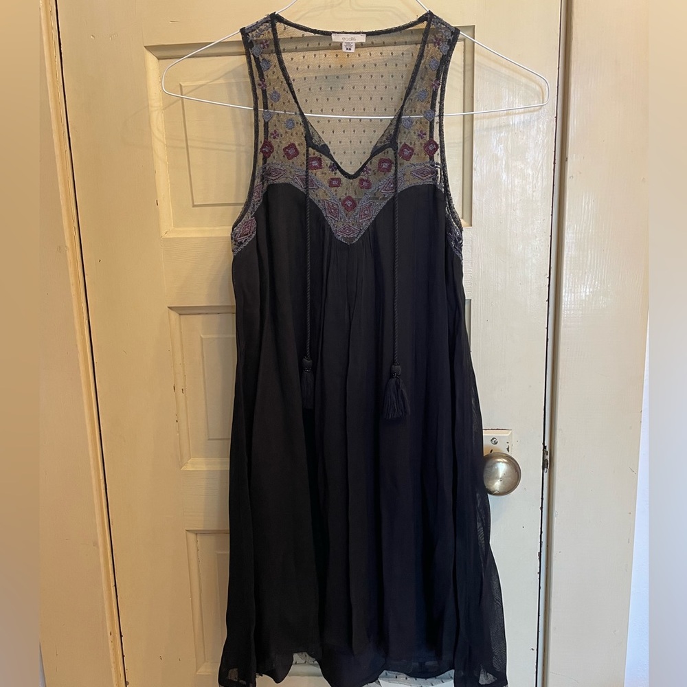 NWOT black dress with lace detail